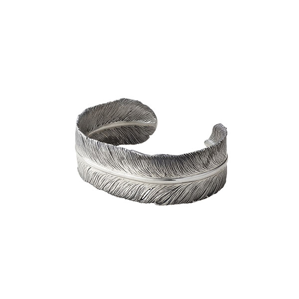 フェザー シルバー925 オキシダイズコーティング（燻し） バングル
