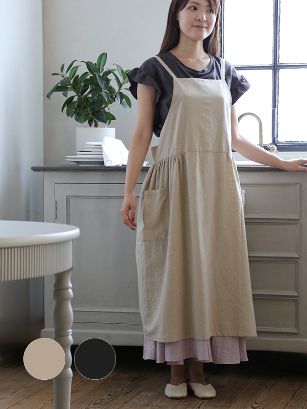 SUNNY LOCATIONワンピースエプロンコットンリネン