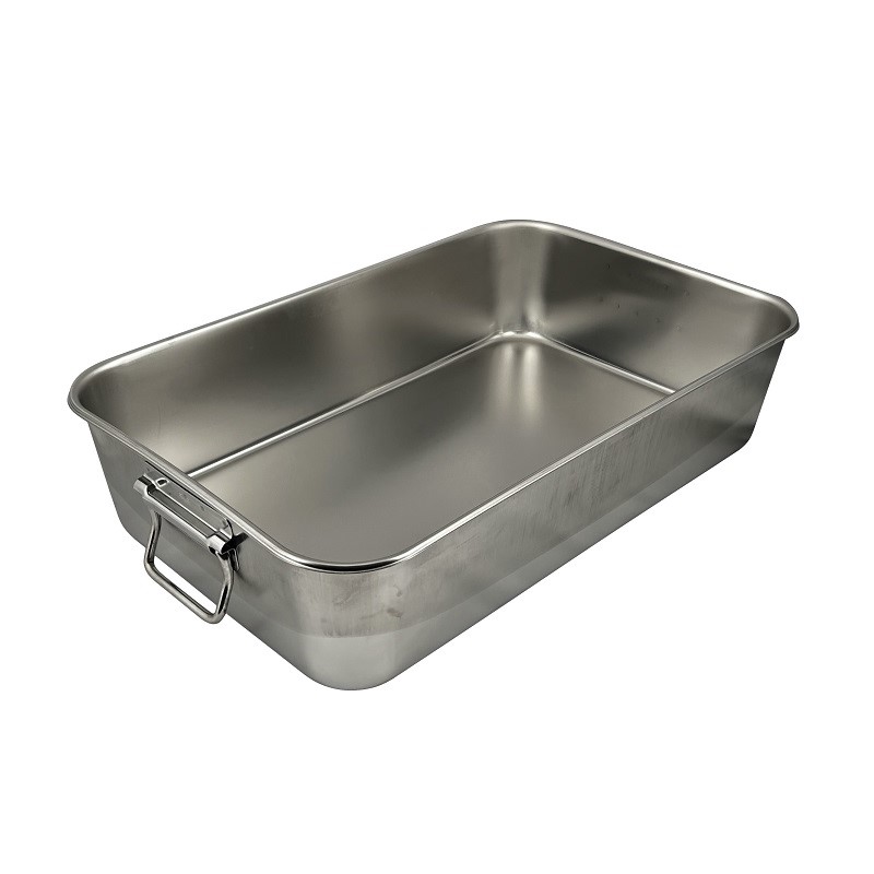 18-8 給食バット 半カールフラットフランジタイプ 可動ハンドル 深さ