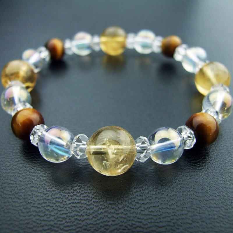 金運アップ・仕事運・実行力 タイガーアイ シトリン ペアブレスレット