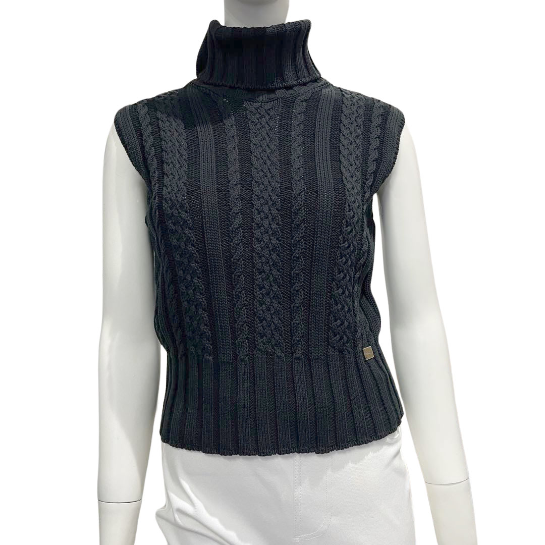 CHANEL シャネル ハイネック ノースリーブニット 02P コットン 42