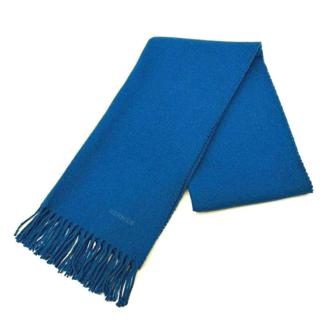 HERMES エルメス マフラー レクトヴェルソ ロゴ刺繍 カシミヤ100