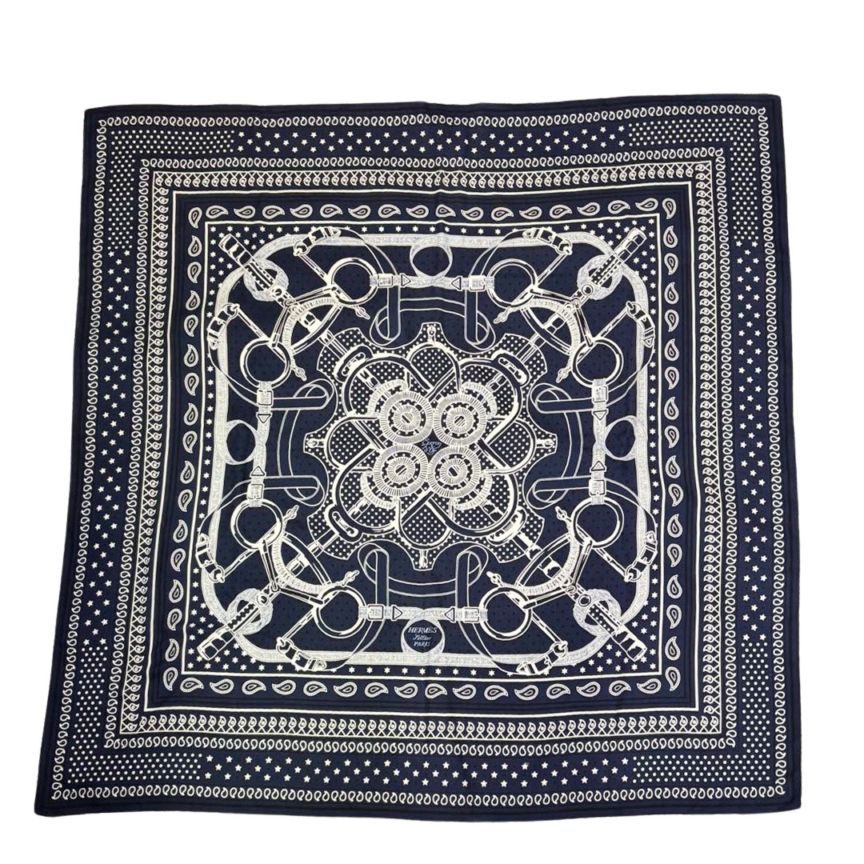 HERMES エルメス ひし形スカーフ ロザンジュ シルク オレンジ ブラウン