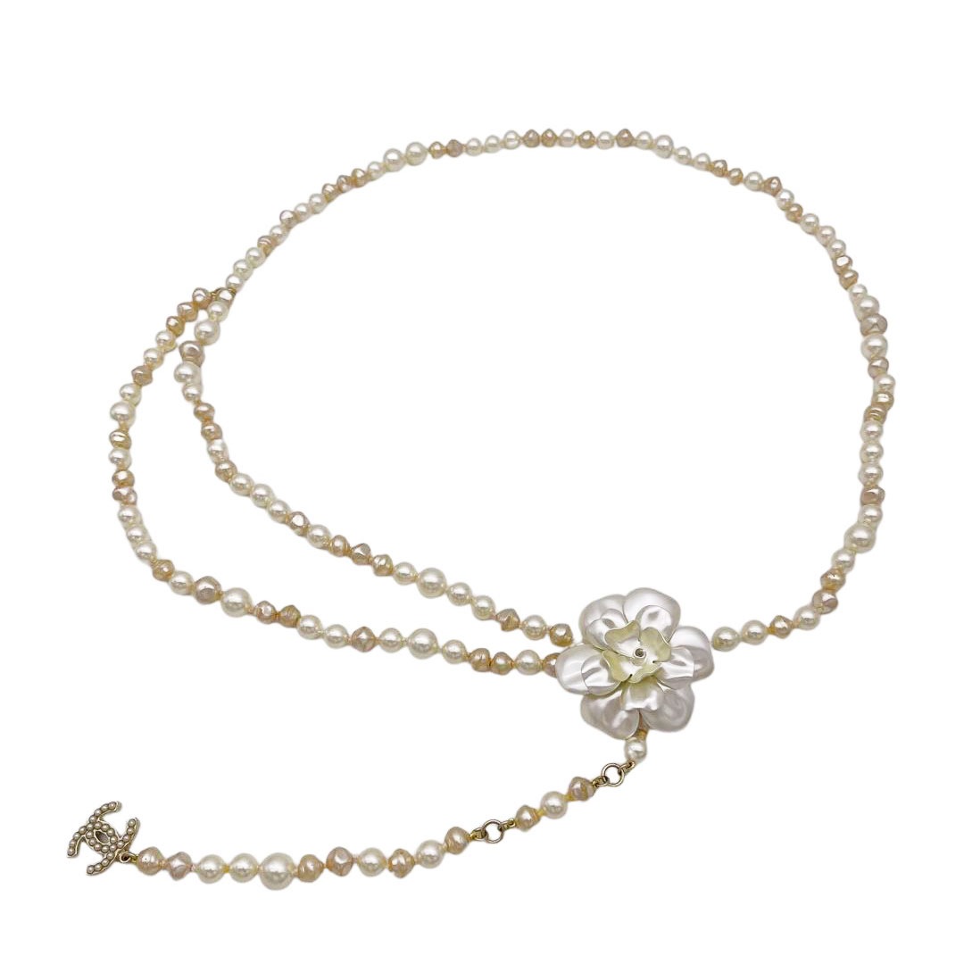 CHANEL シャネル チェーンベルト フェイクパール カメリア ココマーク