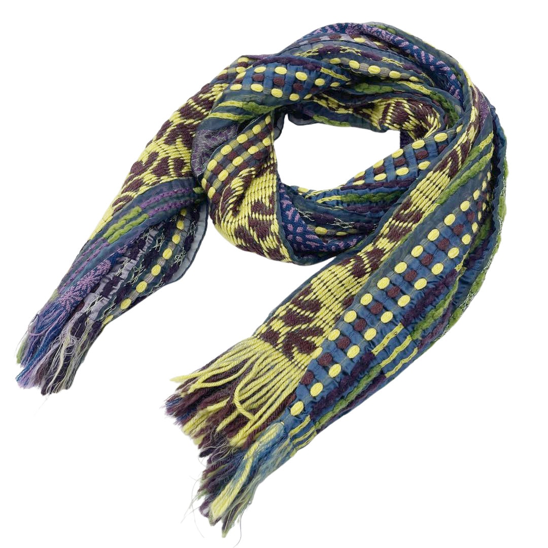 ETRO エトロ ストール ウール混 パープル イエロー グリーン | 小物