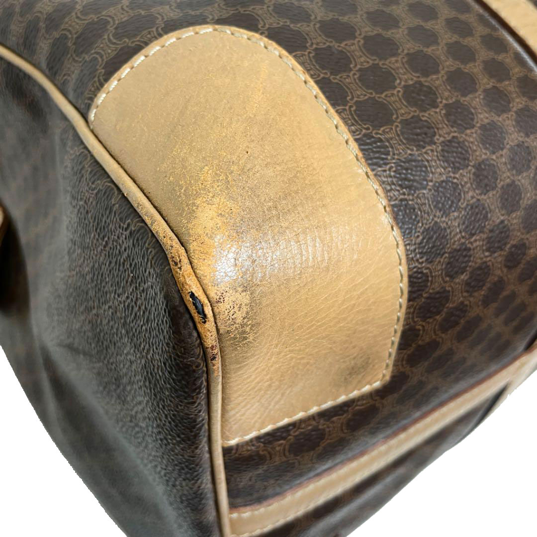 CELINE セリーヌ マカダム柄 ボストンバッグ PVC レザー ブラウン M14