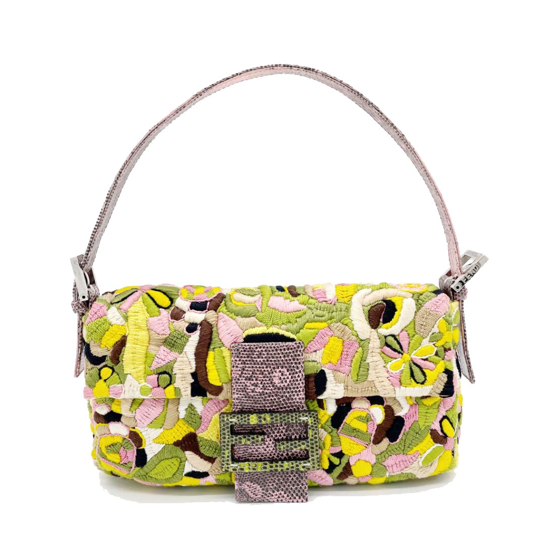 FENDI フェンディ マンマバケット ショルダーバッグ コットン刺繍