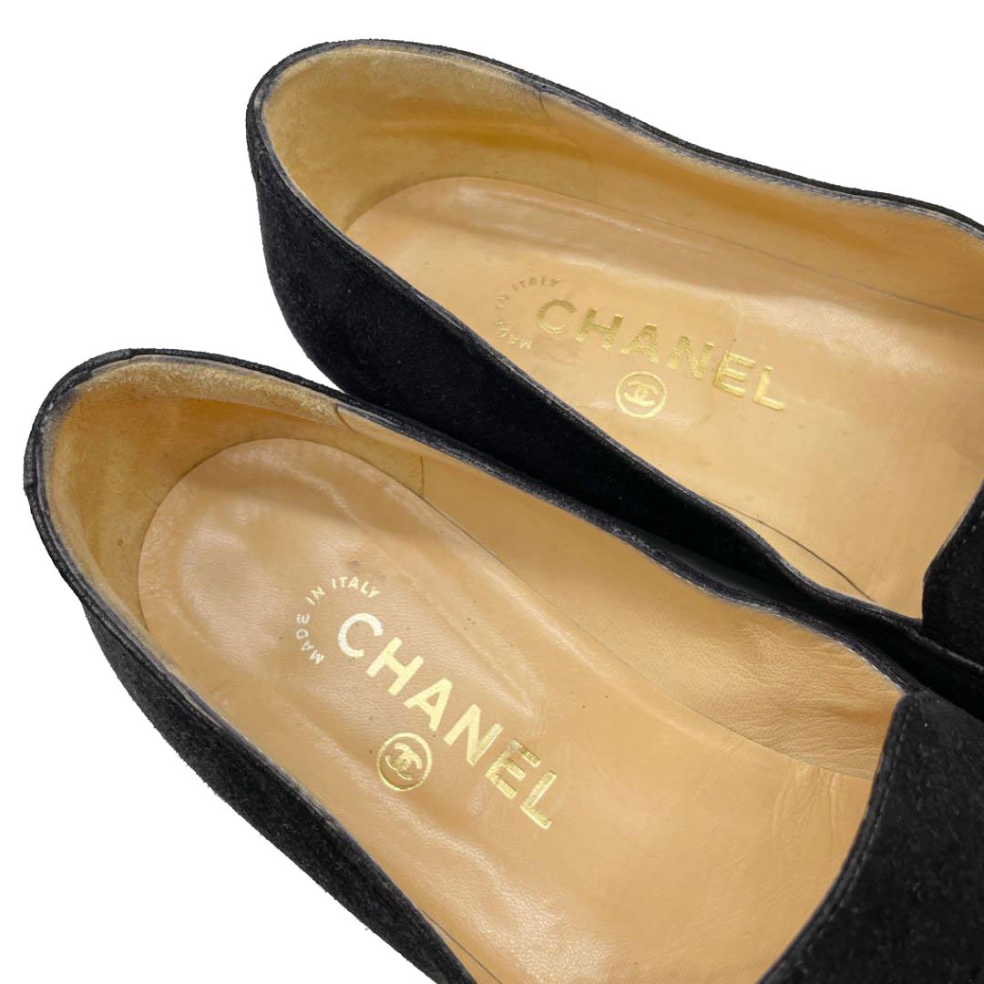 CHANEL シャネル ローファー フリンジ スエード ブラック 37（約24cm