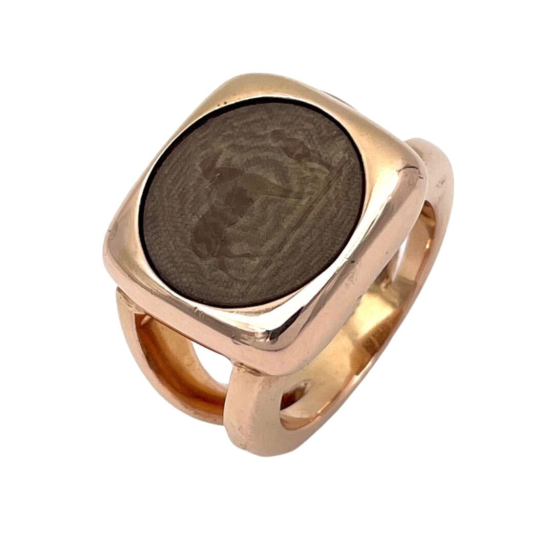 HERMES エルメス リング 指輪 コロゾ ブラウンシェル ピンクゴールド