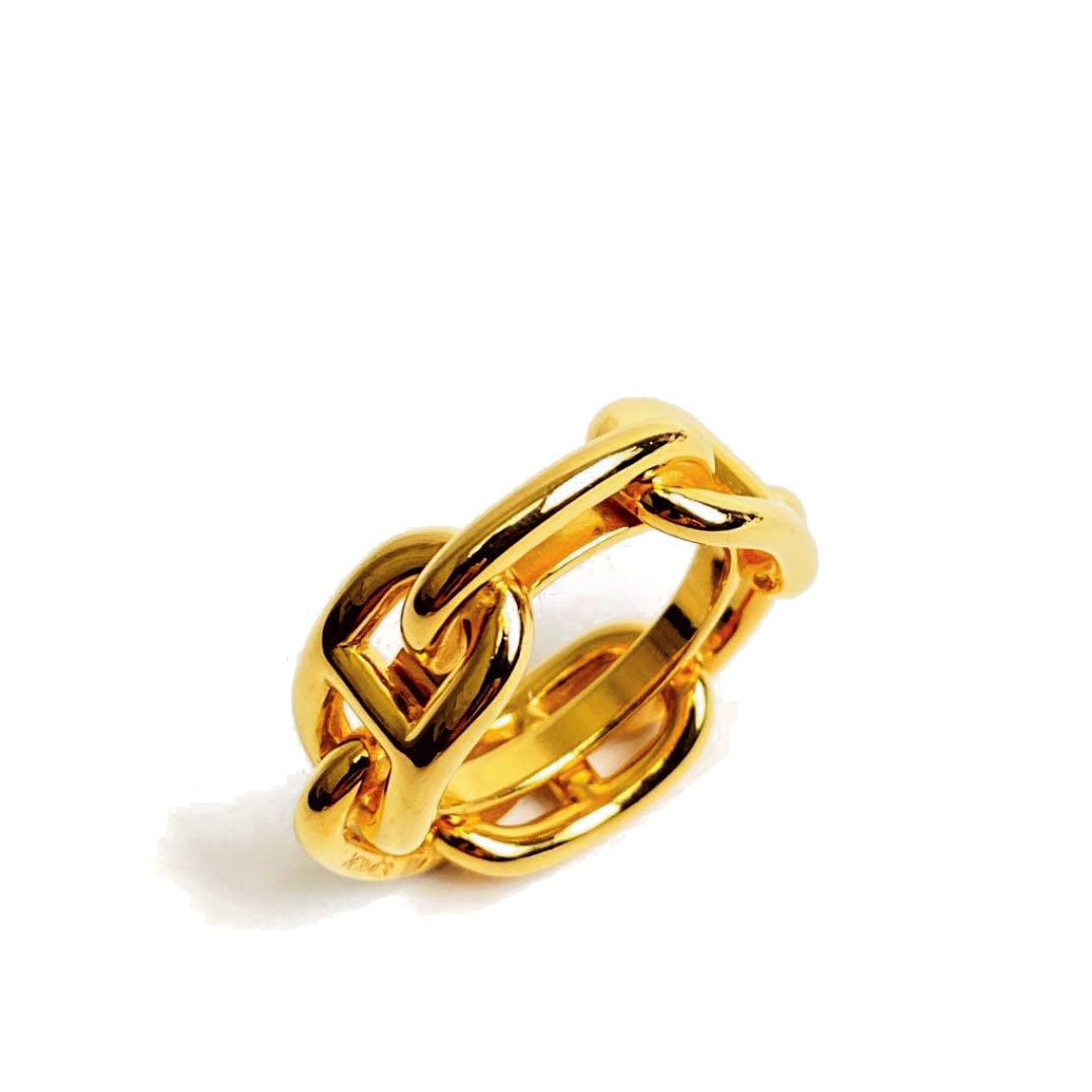 HERMES エルメス スカーフリング ルガテ シェーヌダンクル ゴールド