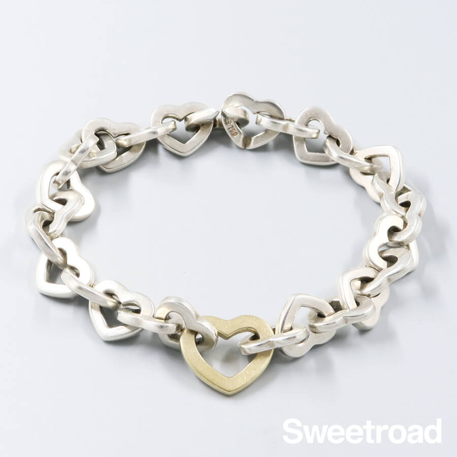 ティファニー ハートリンクブレスレット 18KYG・925シルバー w