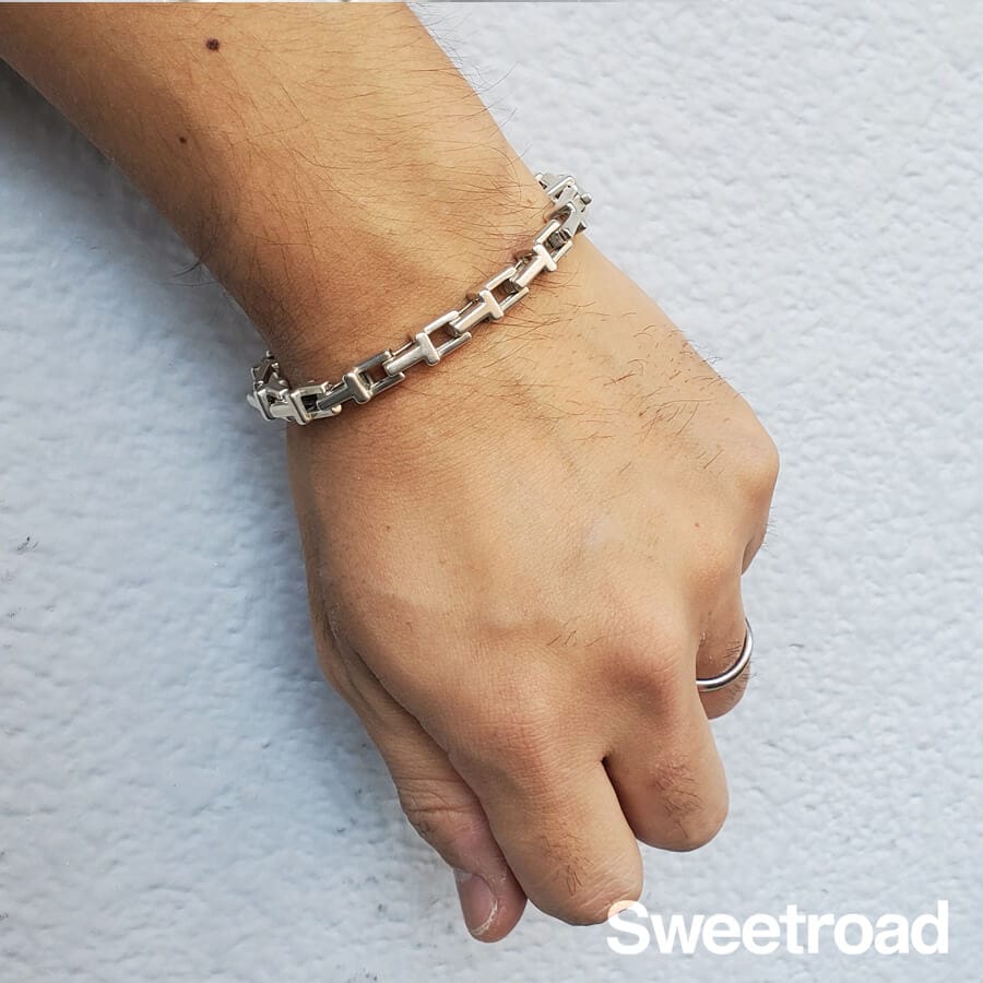 ティファニー Tナローチェーンブレスレット ミディアム 925シルバー w