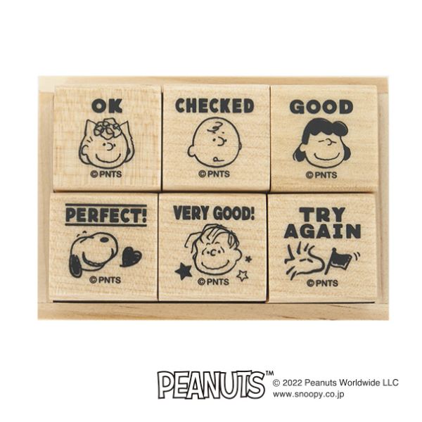 スヌーピー6Pスタンプセット／ピーナッツキャラクター評価印（英語