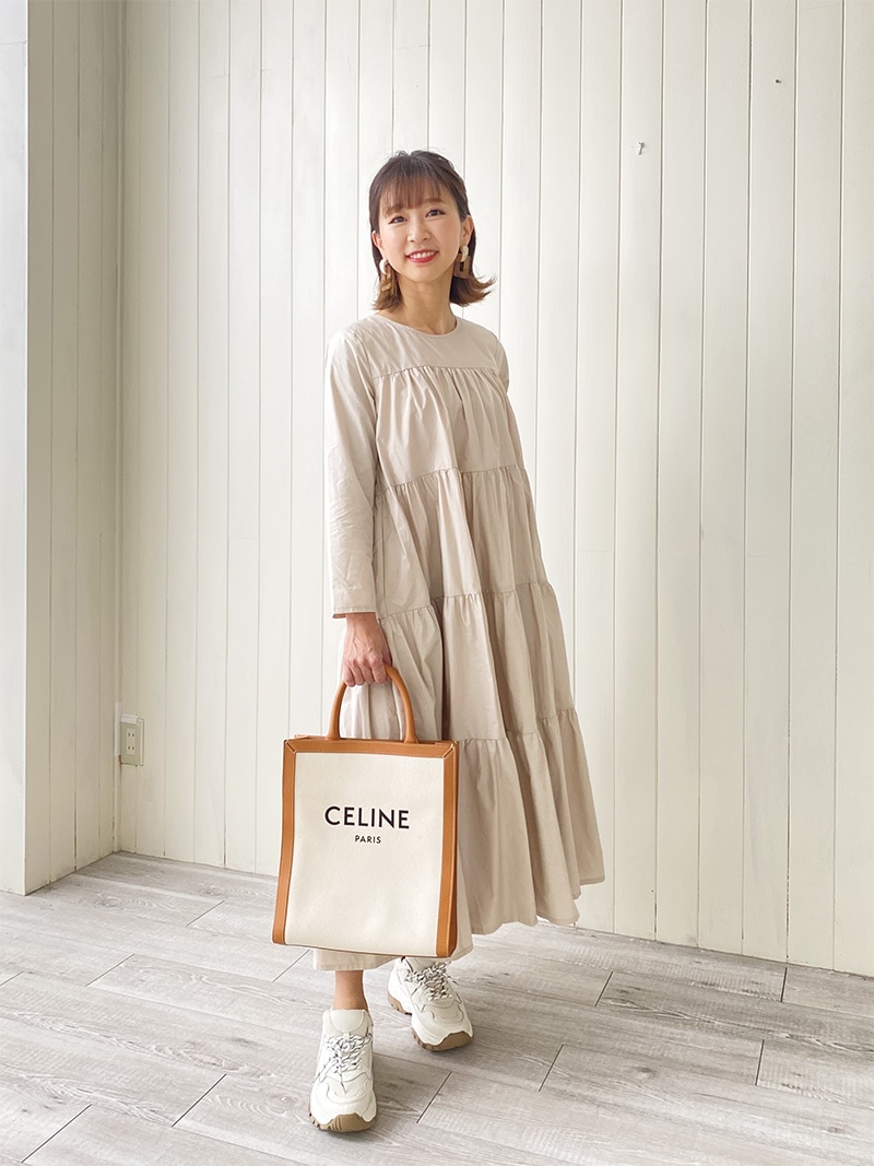 小柄専用ロング丈 長袖ティアードマキシワンピース/ST.ROONEY