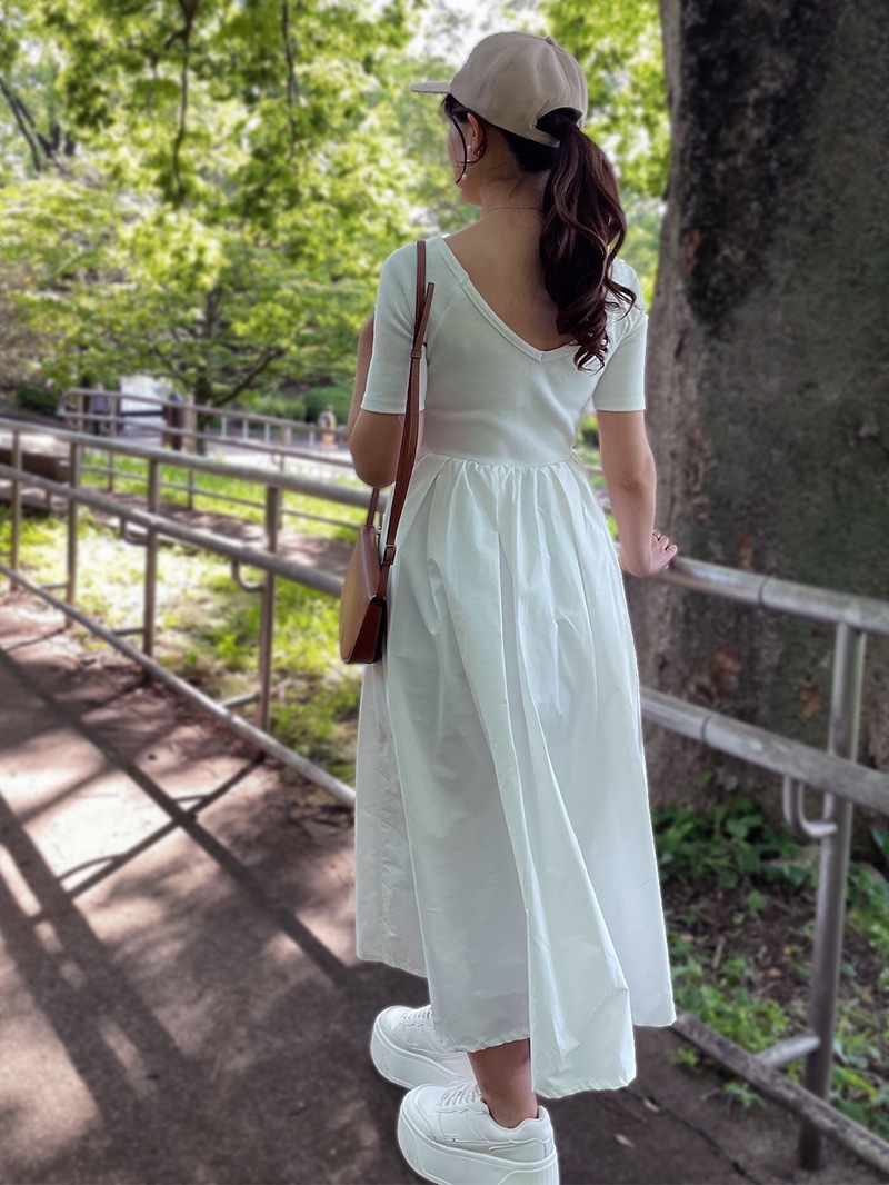 シルエットが美しい前後2WAY リブ切替フレアワンピース | ワンピース