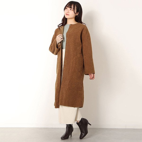 ボアノーカラーロングコート | レディース,アウター,コート