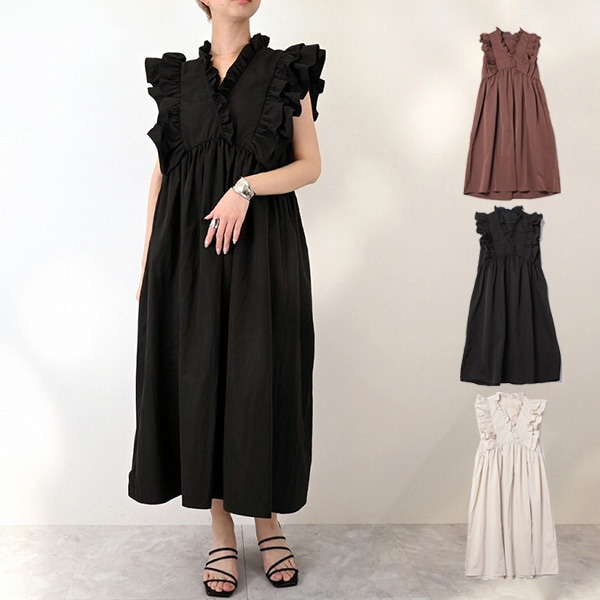 TNタフタフリルノースリーブワンピース | レディース,ワンピース