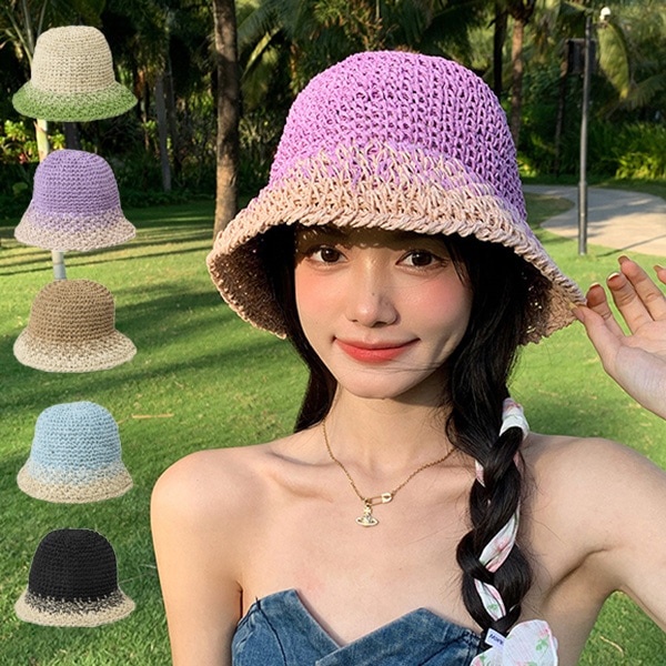 バイカラーストローハット | レディース,小物,帽子 - STYLEBLOCK