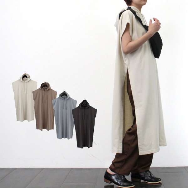 ミニ裏毛フーディーロングベスト | レディース,トップス,ベスト