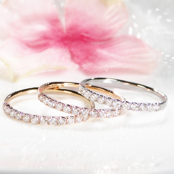 大特価】【K10/K18】 YG/PG/WG ダイヤモンド エタニティ リング【0.20ct】
