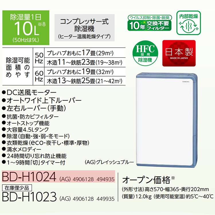 衣類乾燥除湿機 コロナ 2024年モデル グレイッシュブルー Hシリーズ