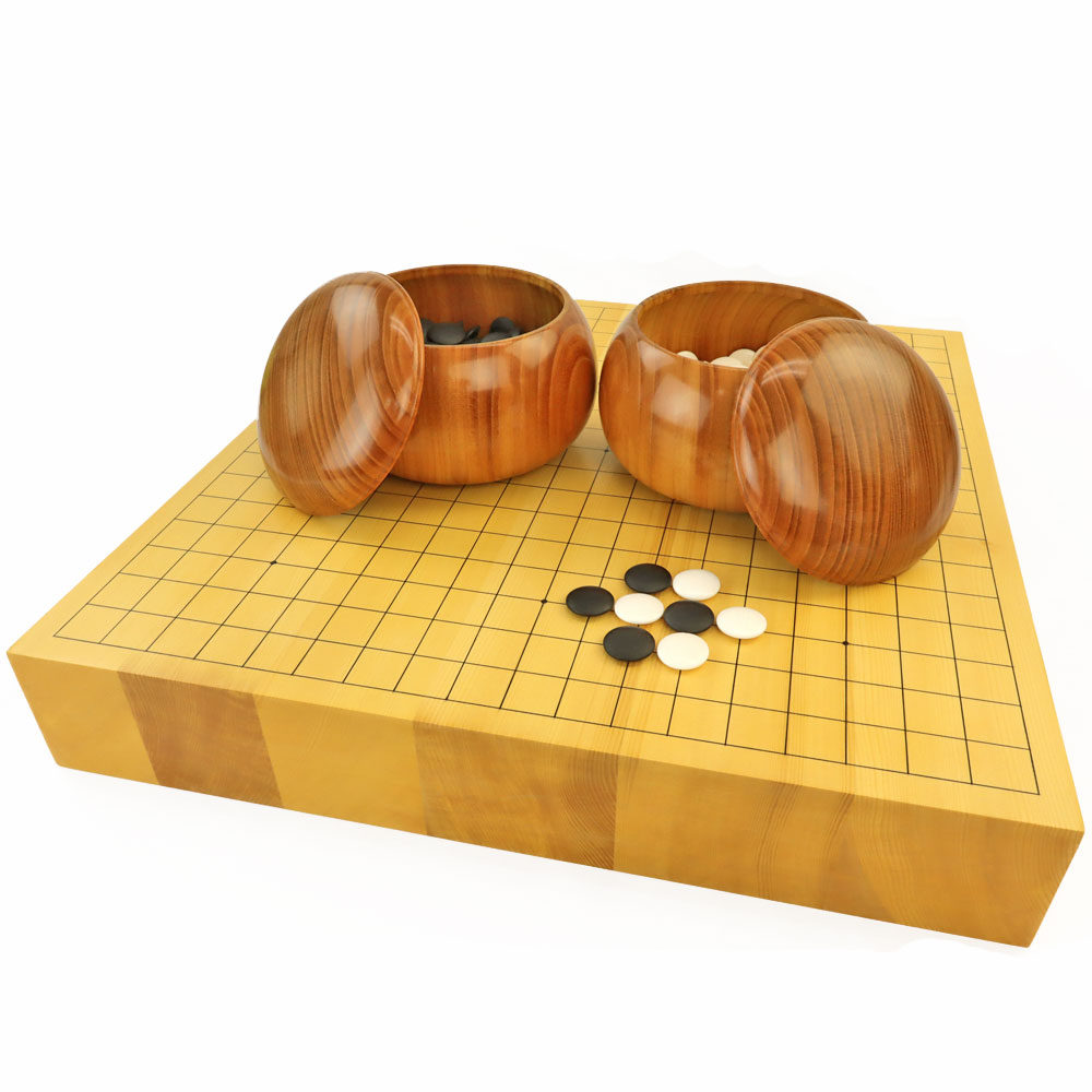 囲碁セット 宮崎県日向産本榧2寸3分ハギ卓上碁盤(蛤碁石28号・欅特大