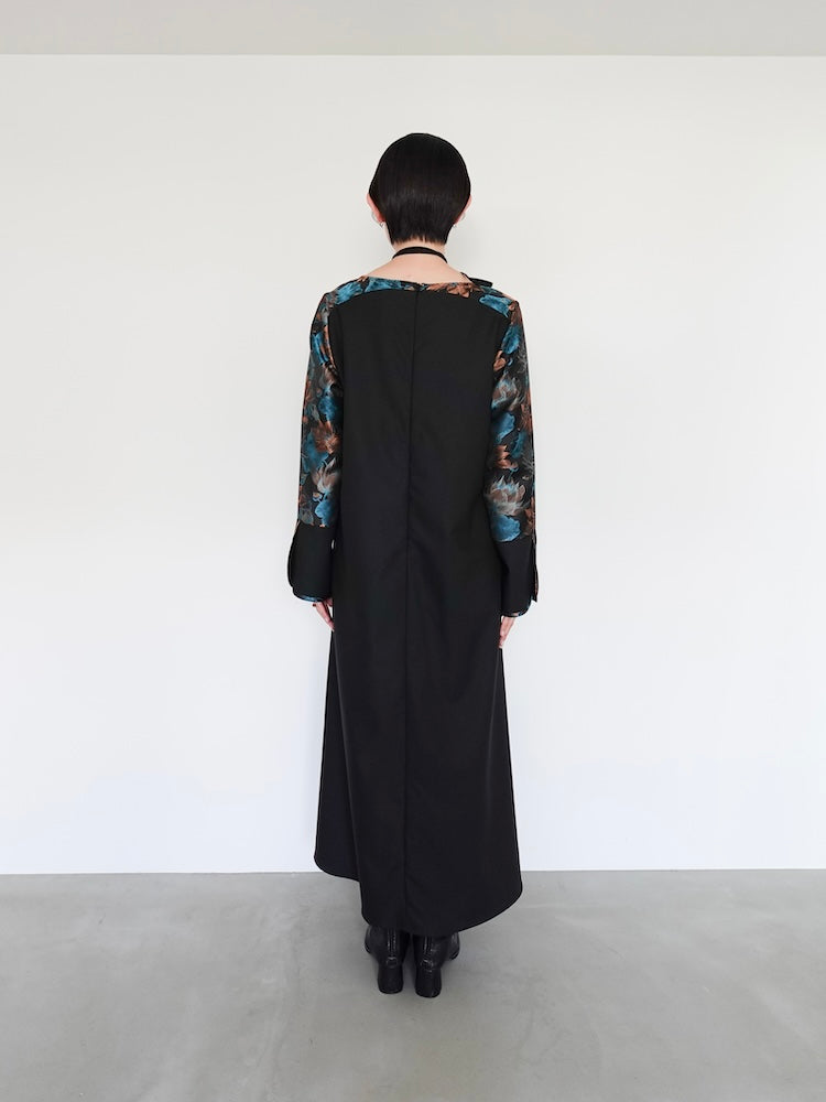 Cross Neck Jacquard Dress｜結婚式やお呼ばれに｜ジャガード