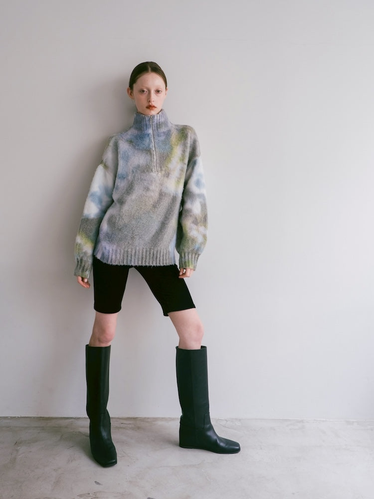 Flower Print Half Zip Knit｜真冬もあったかい ハーフジップニット