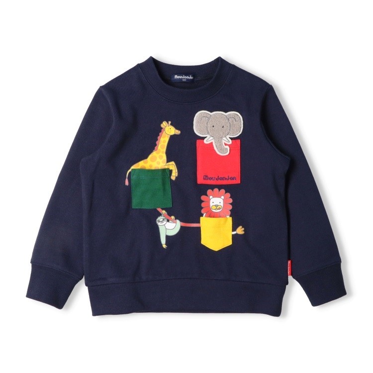 動物プリントワッペン裏毛トレーナー トレーナー｜子供服・ベビー服の