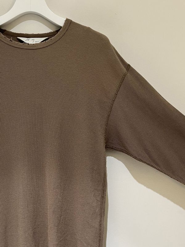 ANCELLM（アンセルム） ダメージワッフル クルーネックロングスリーブT