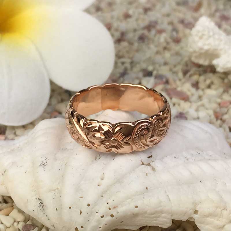 ハワイアンジュエリー 8mm 14K ゴールドツハワイアンジュエリー 6mm