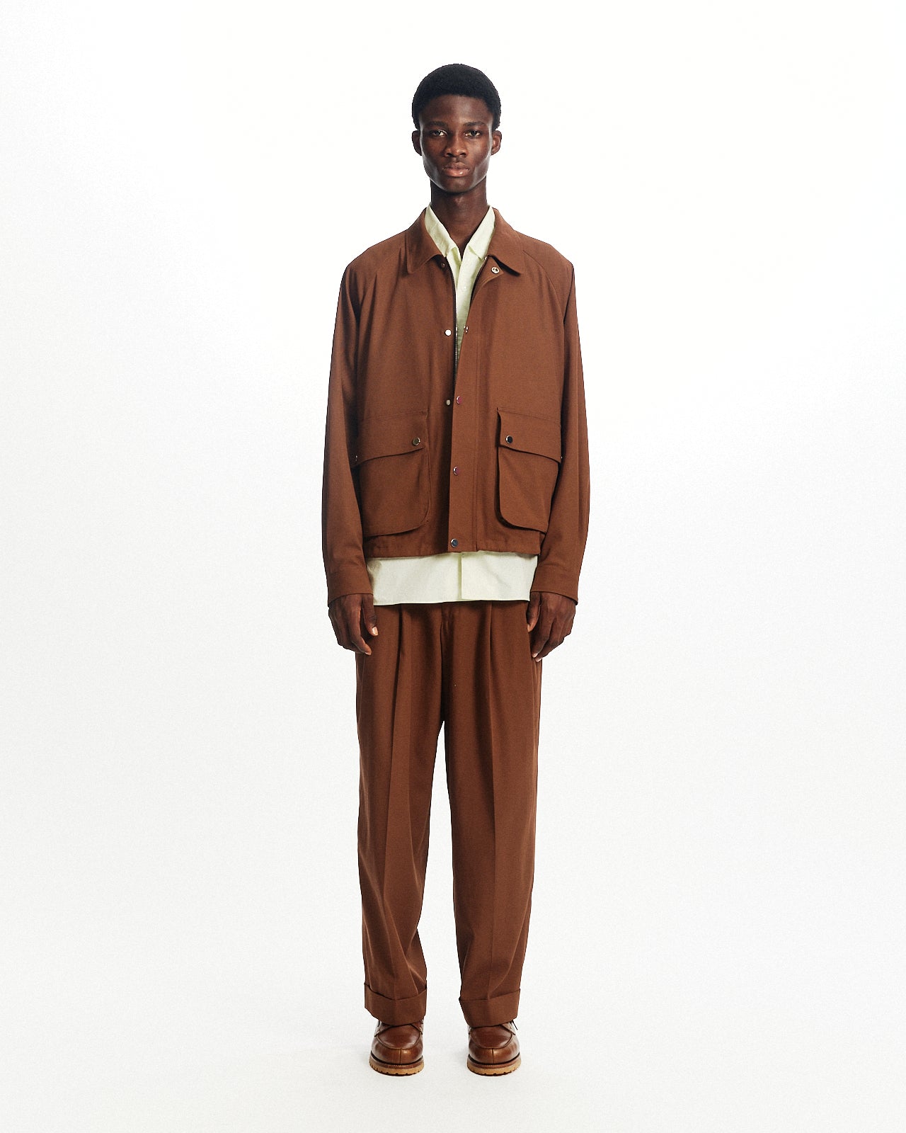 60/2オーガニック強燃ボイル3/2ツイル / ショートフィールドブルゾン