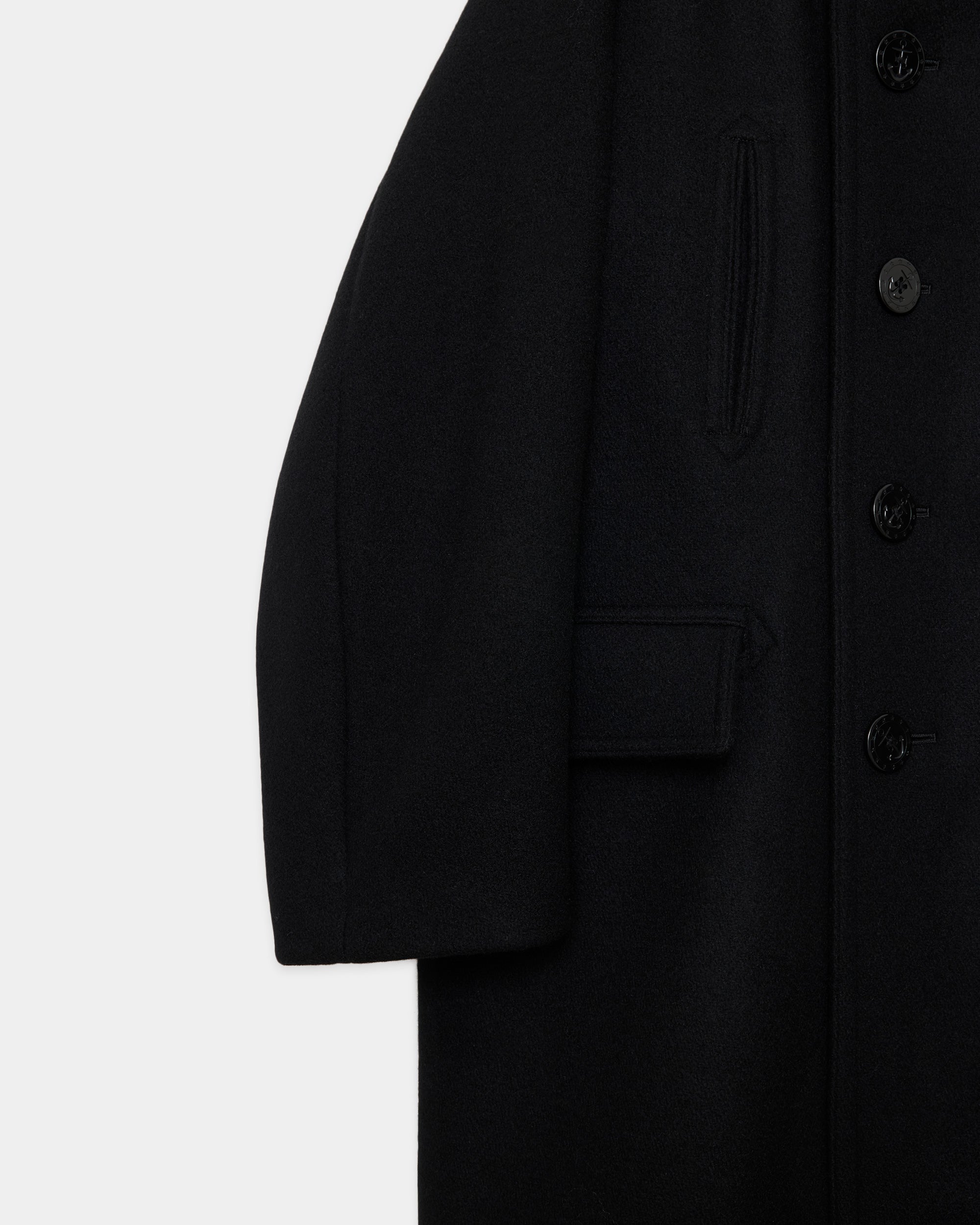 ヴィンテージメルトン / 10ボタンピーコート, Black – MARKAWARE