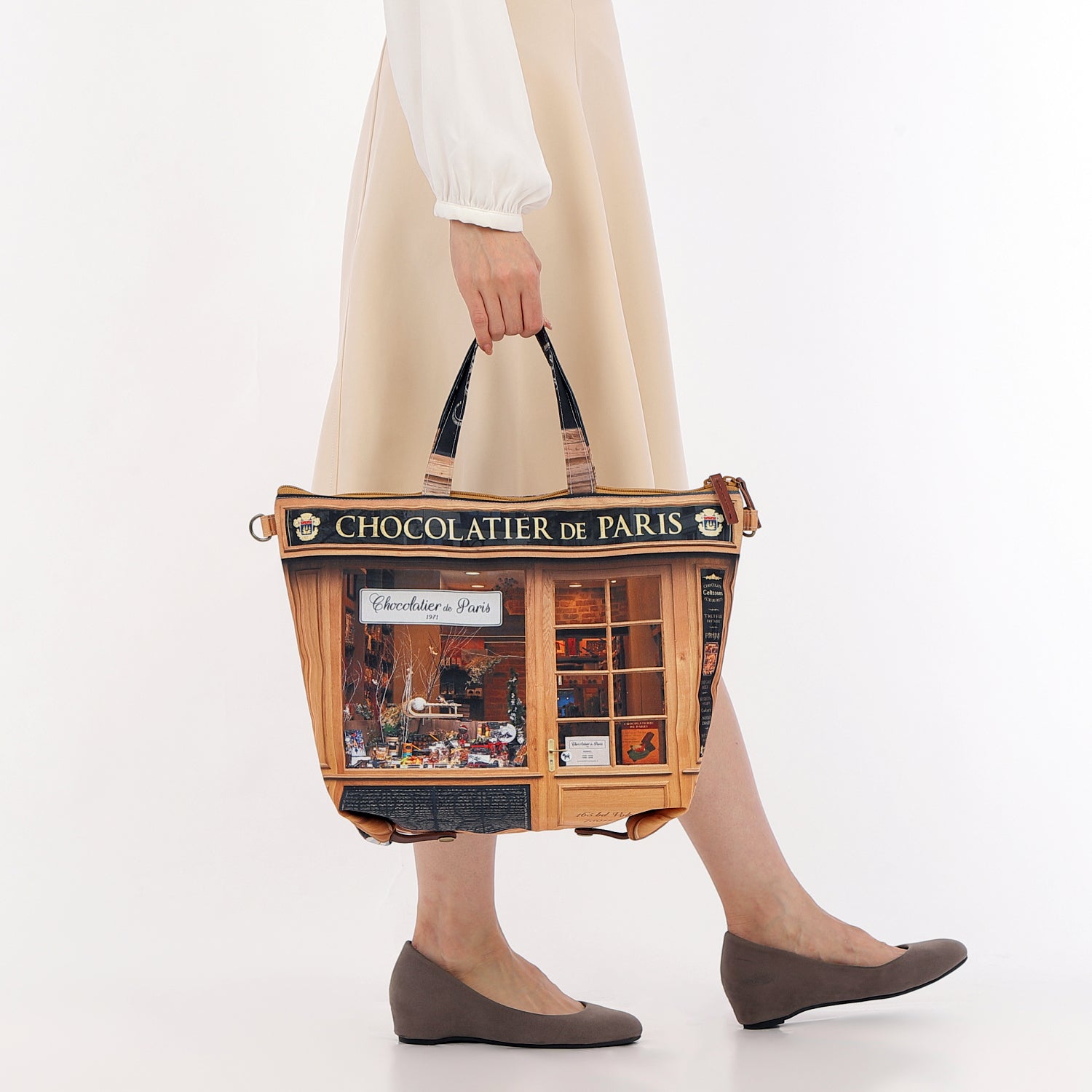 パリ柄】レトロ3WAYトート Chocolatier de paris(チョコレート屋
