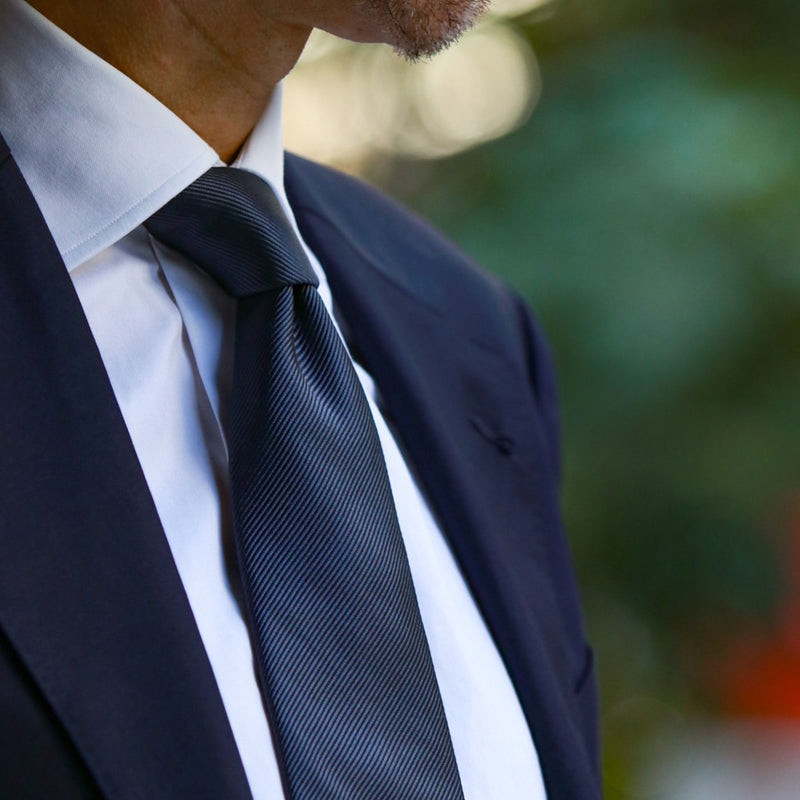 THE SOLE（ザソール）ヘビーシルクレップタイブルーグレー【MASTERPLAN