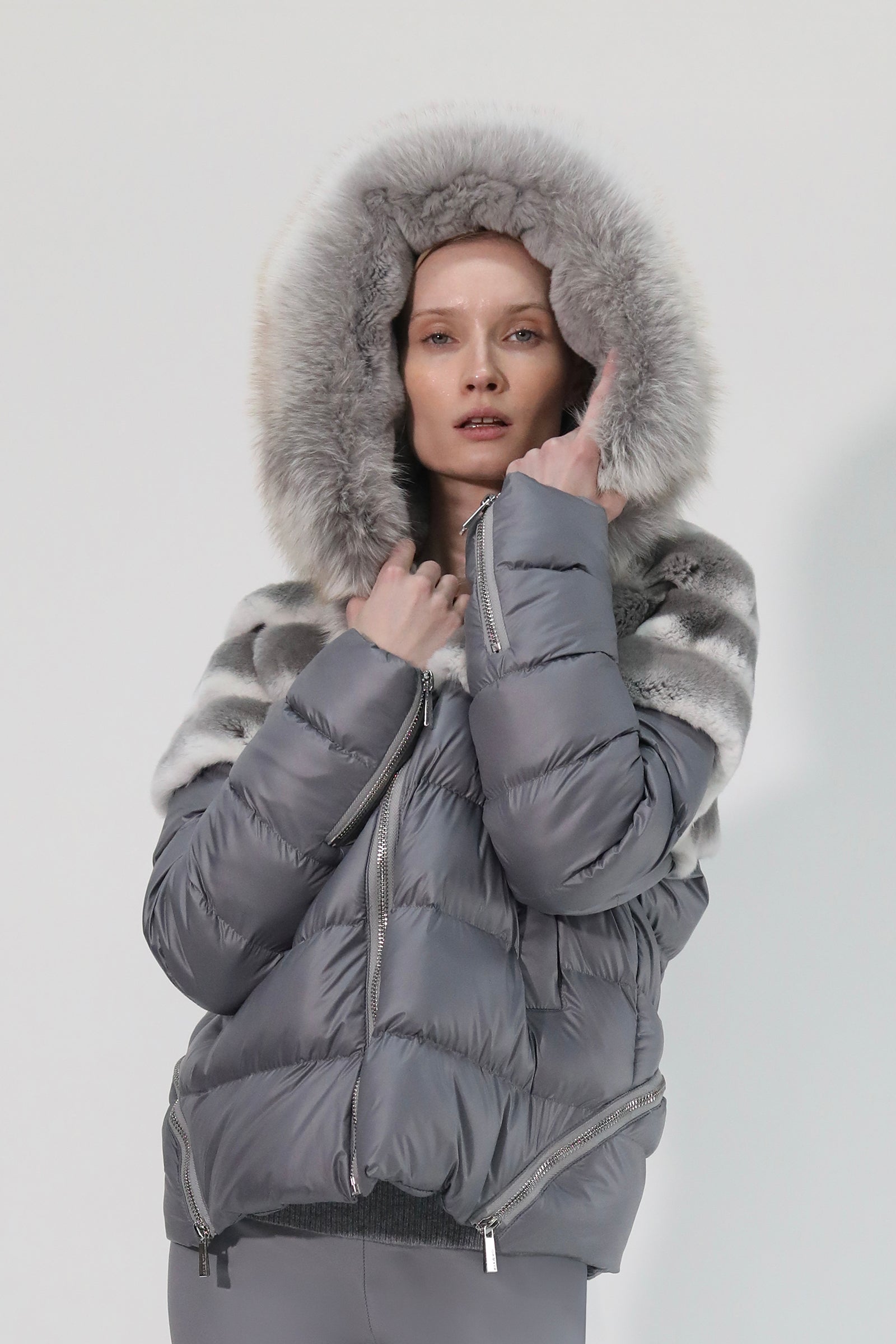 DIEGO fur down jacket in grey | M&M By MAX&MOI | Women's luxury