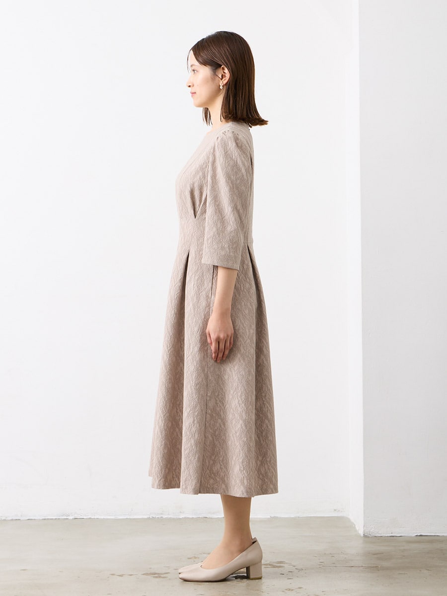 コードジャカードフレアワンピース(M ベージュ): AIMER | エメ