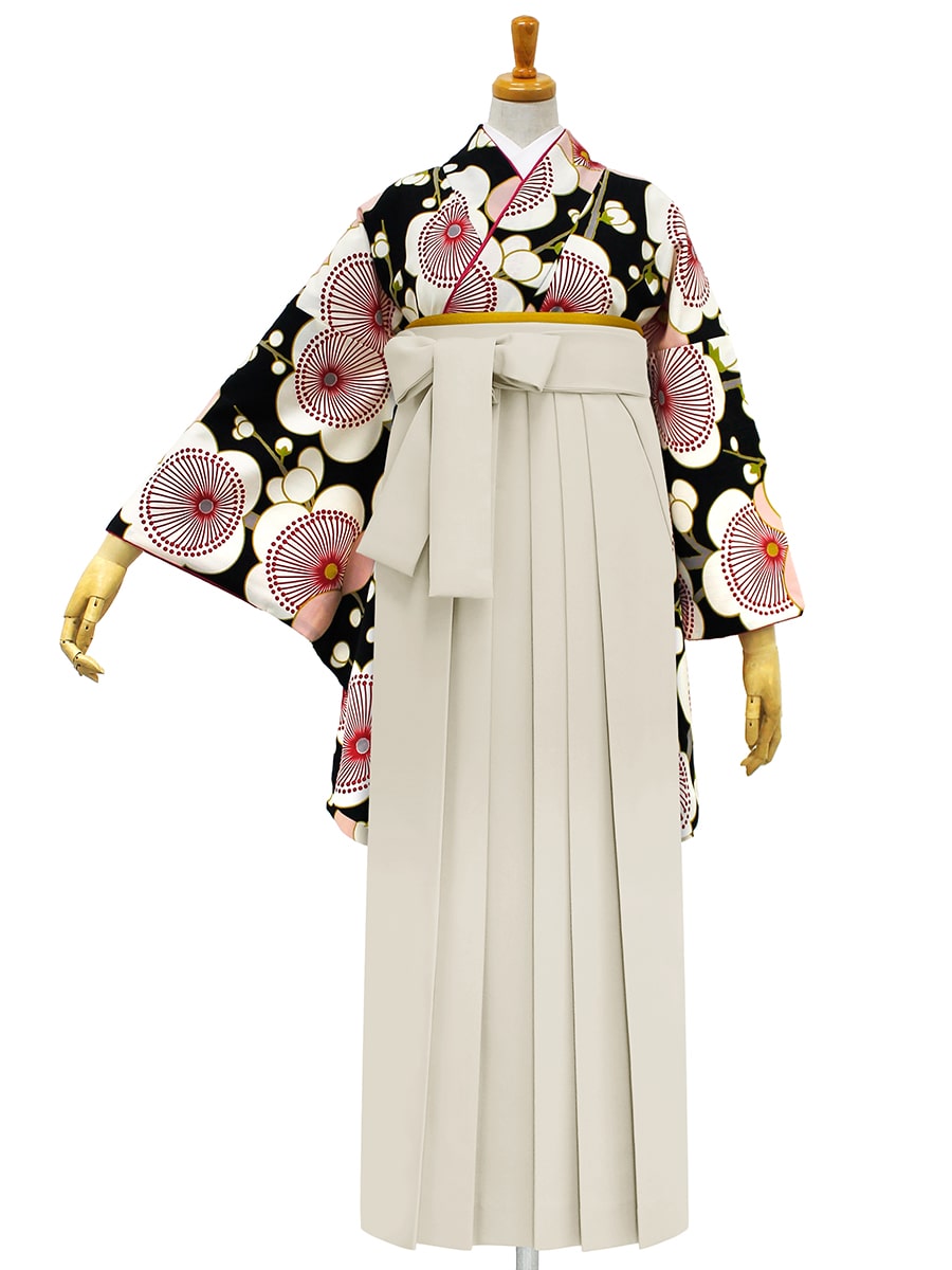 レンタル商品】レンタル袴「【M0004】梅・黒」(S ブラック): ふりふ