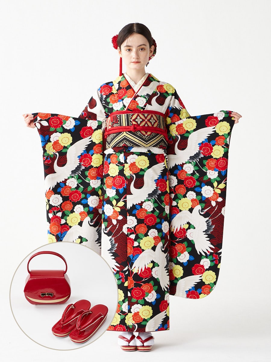 レンタル振袖【F3704】 八重鶴姫(FREE レッド): ふりふ ｜ミマツ