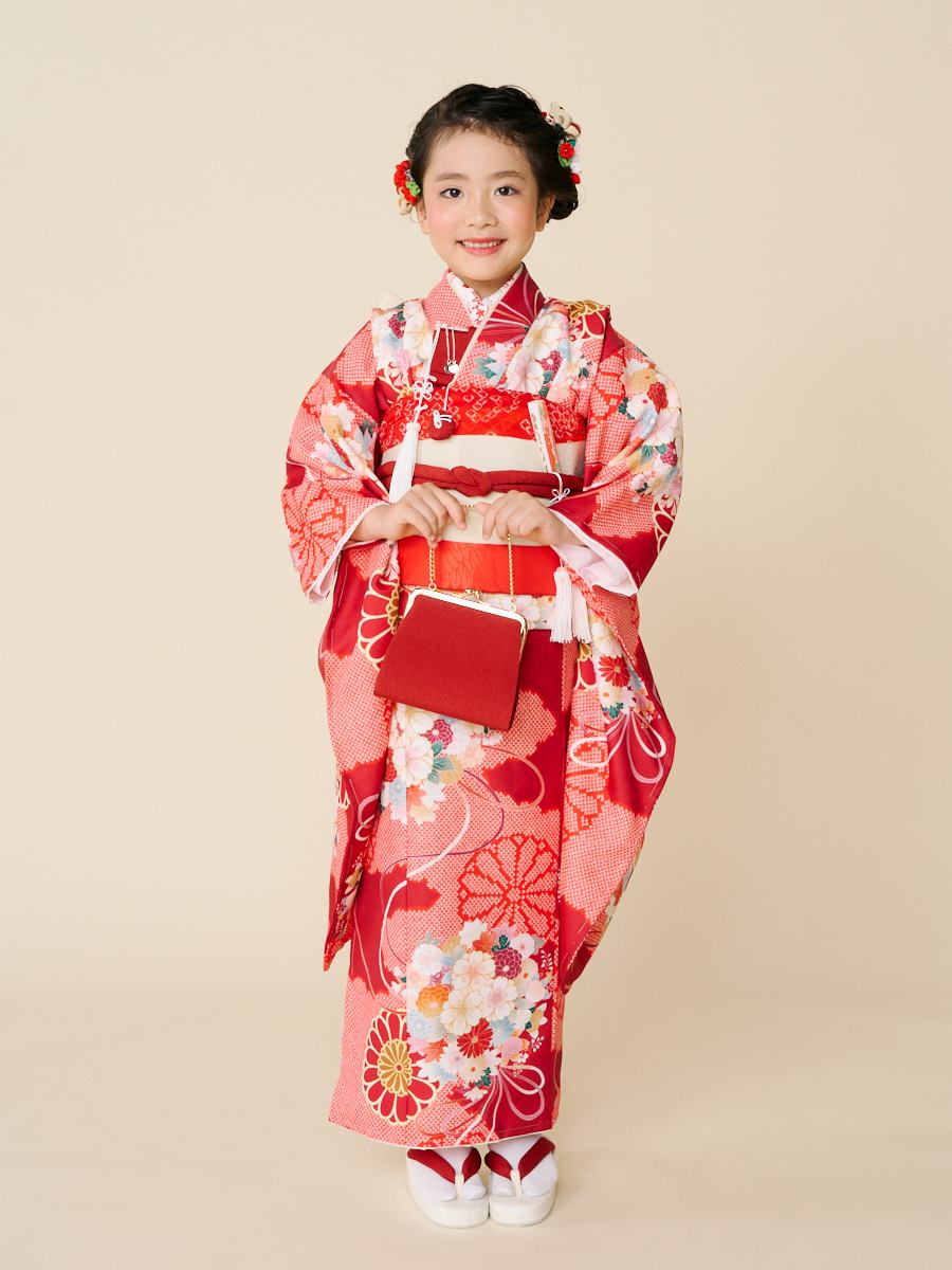 ラスト1点】【 七五三 7才 フルセット 】 くす玉(FREE レッド): ふりふ