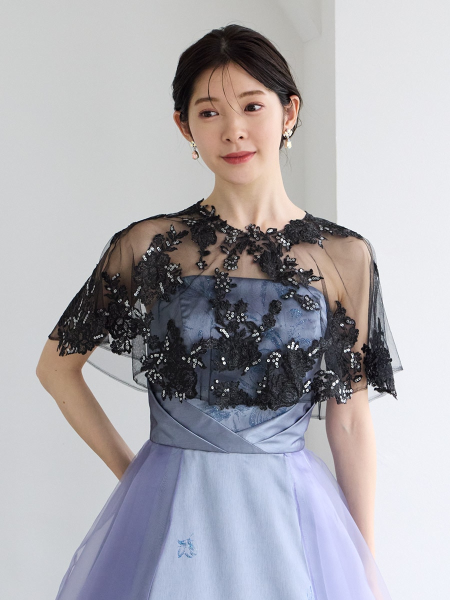 レーススパンコール刺繍ケープ(FREE ブラック): AIMER | エメ ｜ミマツ