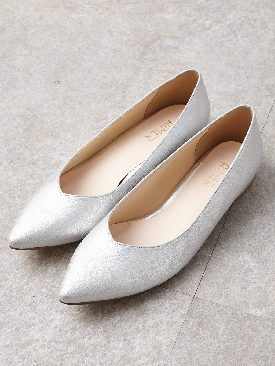 箔加工フラットパンプス(22.5cm シルバー): AIMER | エメ ｜ミマツ