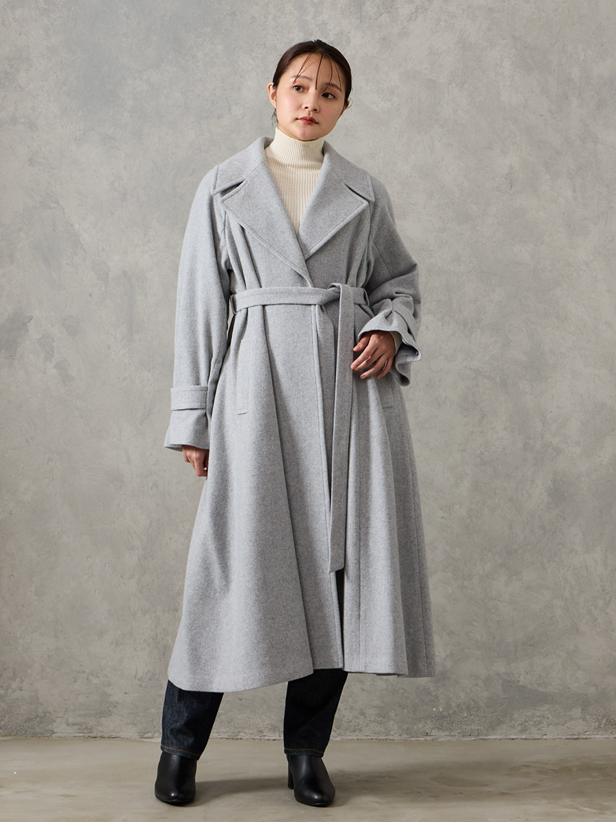 RESCWOOL?モッサ ビッグカラーフィット&フレアベルテッドコート(M