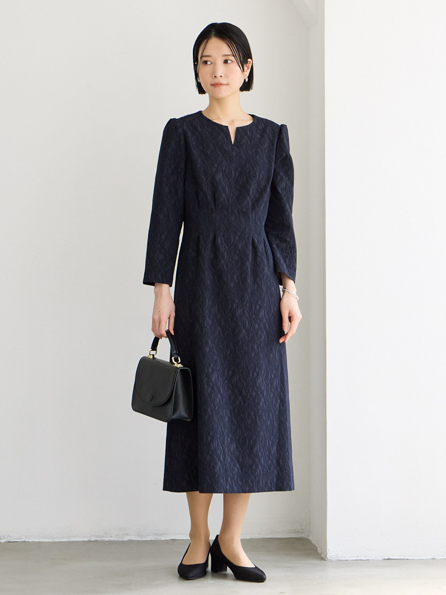 コードジャカードキーネックワンピース(M ネイビー): AIMER | エメ