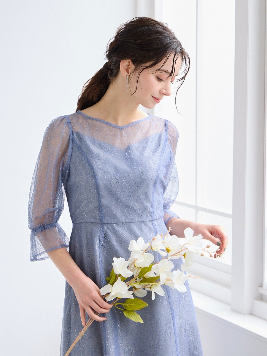 試着キャンペーン対象】グリッターレースフィット&フレアドレス(S