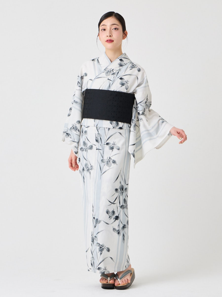 WEB限定】浴衣3点セット（浴衣「NaturalFurifu・あやめストライプ」+