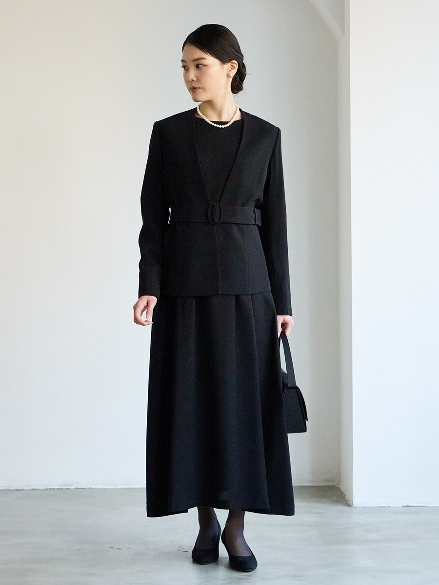 喪服・礼服】【WEB限定】ベルト付きブラックフォーマルアンサンブル