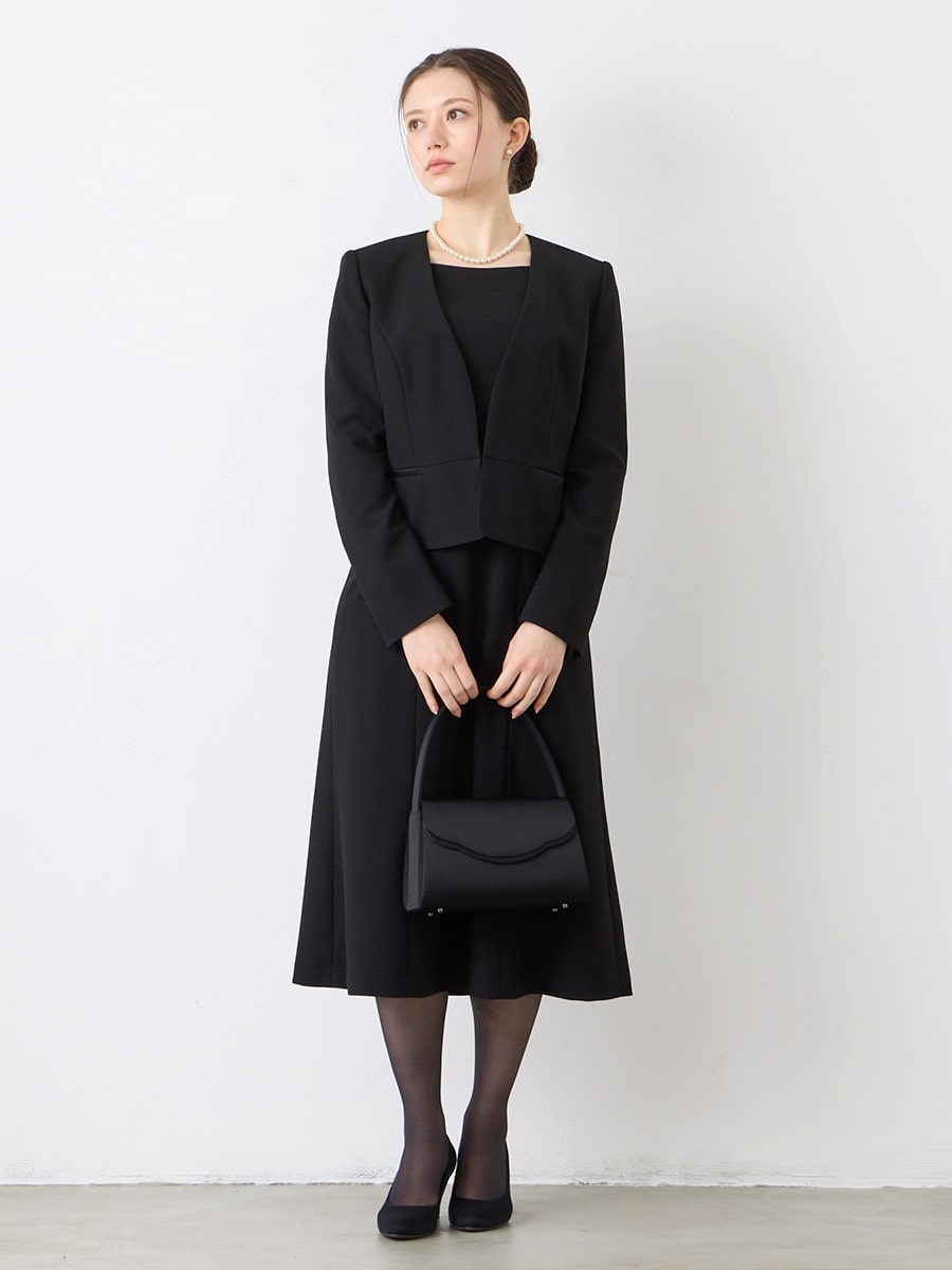 喪服・礼服】【ウォッシャブル】Vネックノーカラージャケット、前開き