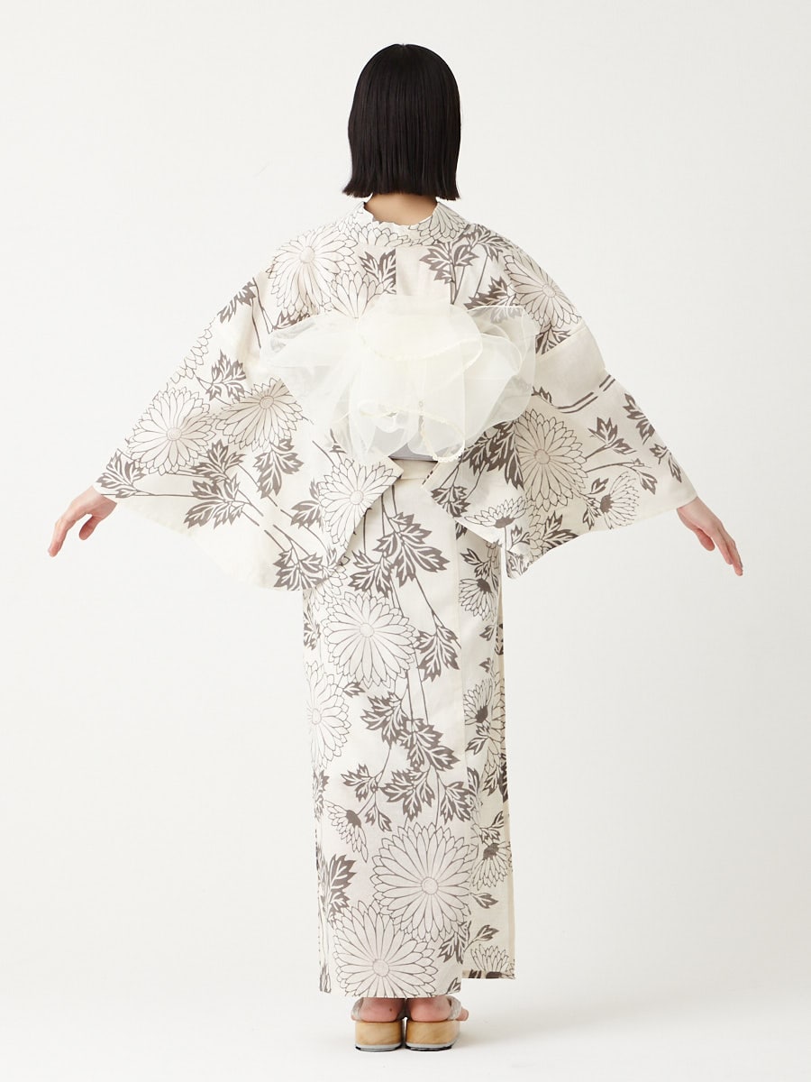 浴衣単品「 注染 菊 」(FREE ホワイト): ふりふ ｜ミマツグループ