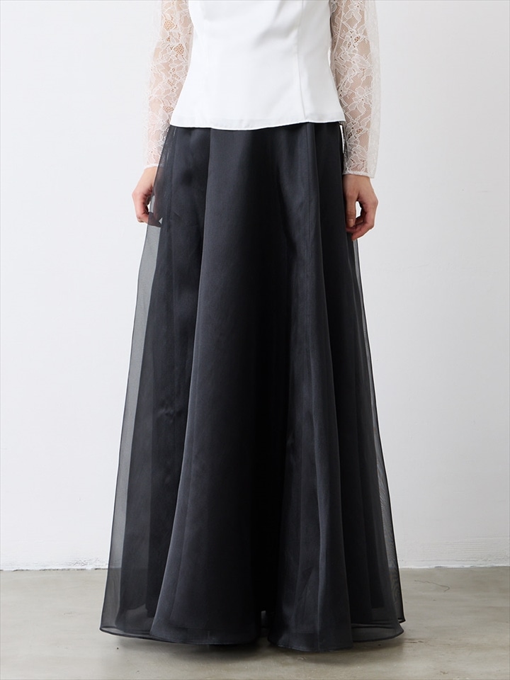 シャンブレーオーガンジーフレアスカート(9号 ブラック): AIMER | エメ